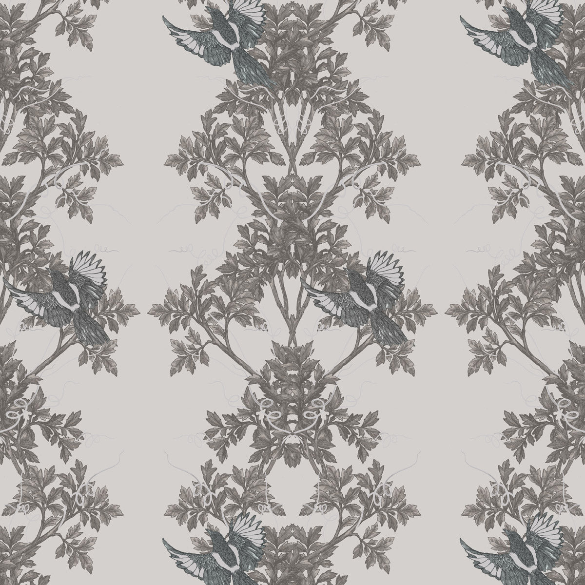 Timorous Beasties Two In A Bush Wallpaper Grey